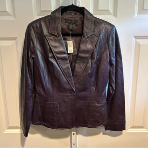 The Limited 100% Leather Blazer – Deep Plum (Size 6, NWT)
